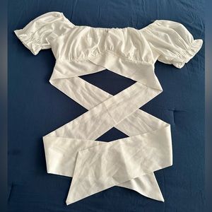 White wrap around crop top
